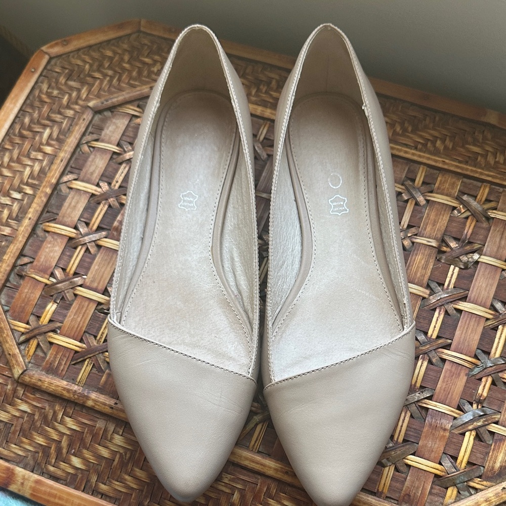 Aldo Beige Pointed-Toe Ballet Flats